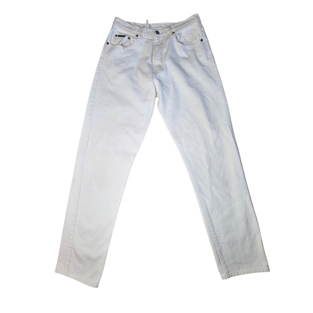 Calvin Klein‎ White Jeans High Rise Straight Leg 100% Cotton Size 10 (29x31)